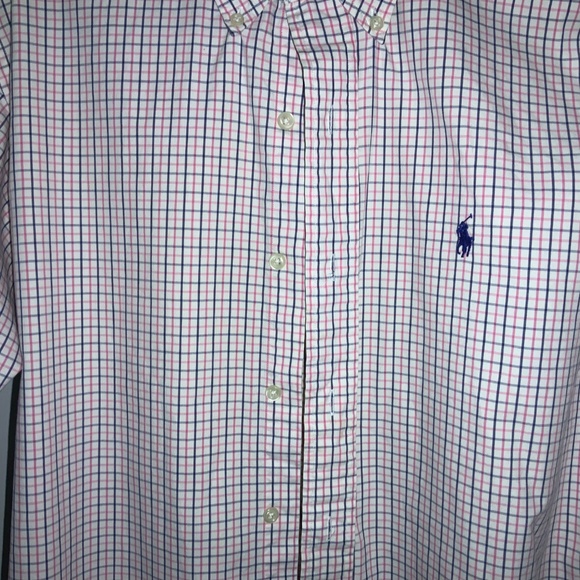 Ralph Lauren Classic Fit pink blue check cotton button front shirt Sz S - Picture 3 of 8